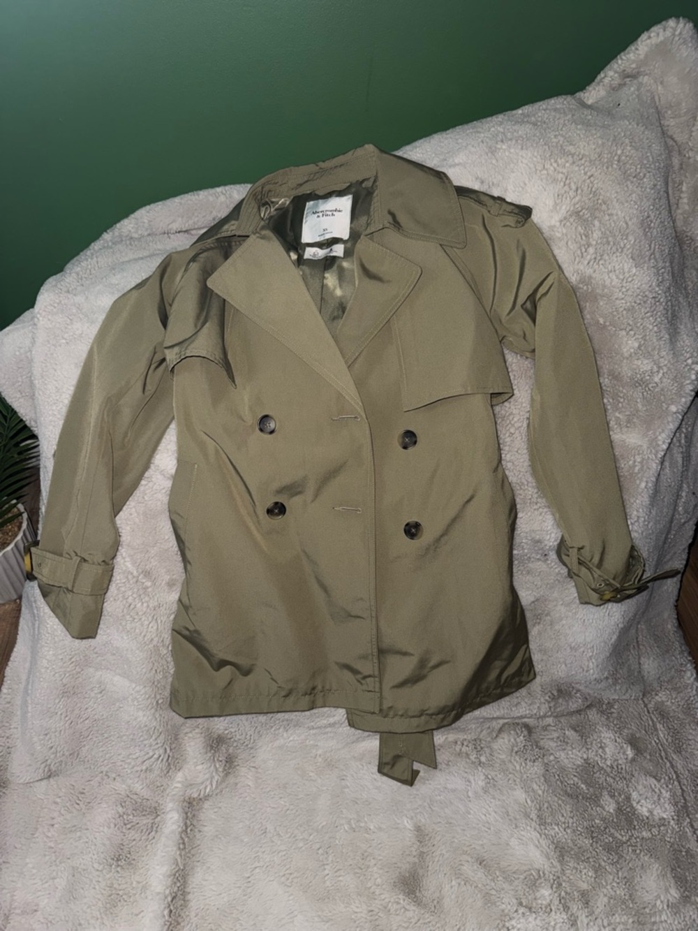 Abercrombie and Fitch Olive Green Trench Coat